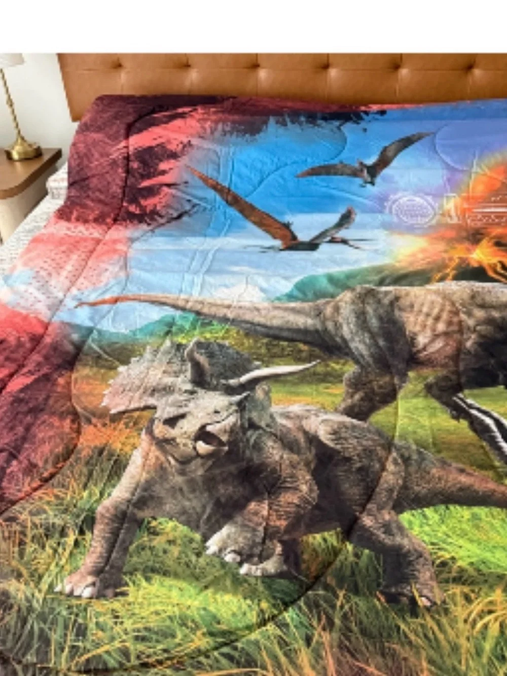 Jurassic Dinosaur Comforter in Brown and Multicolor